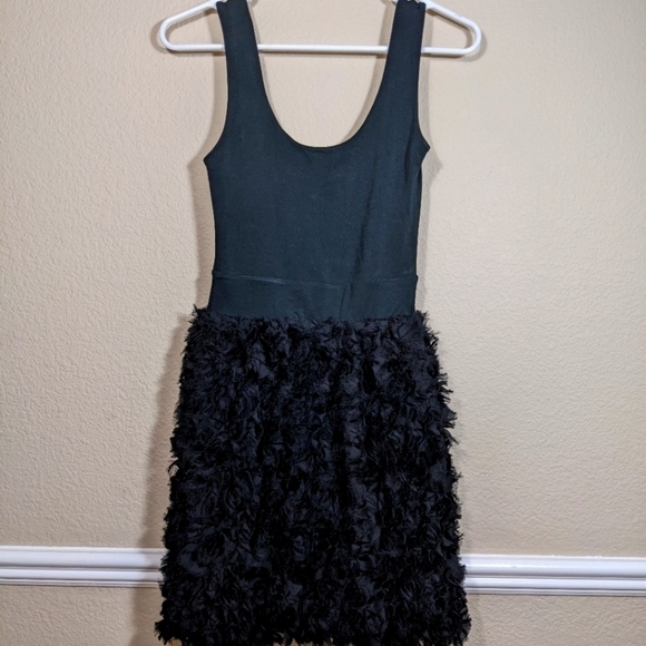 Mini Black Ruffle Feather Dress - Picture 1 of 6